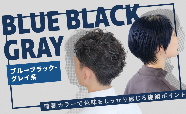 【ブルーブラック・グレイ系】暗髪カラーで色味をしっかり感じる施術ポイント